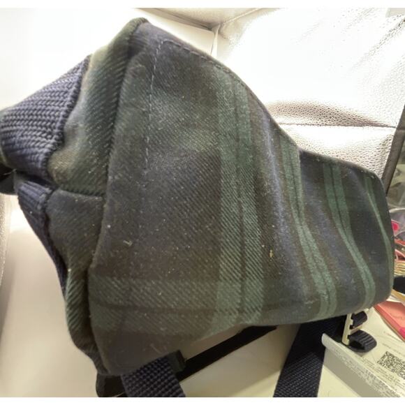 1990s Tommy‎ Hilfiger Plaid Backpack Navy Green Big Flag Logo Spellout Korea VTG - Picture 16 of 16